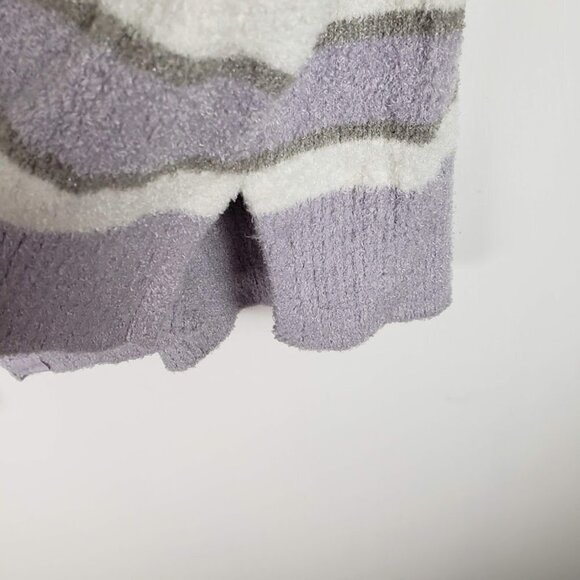 Barefoot Dreams CozyChic Lite Crew Neck Sweater Purple Stripe Womens Size Small - Picture 5 of 8